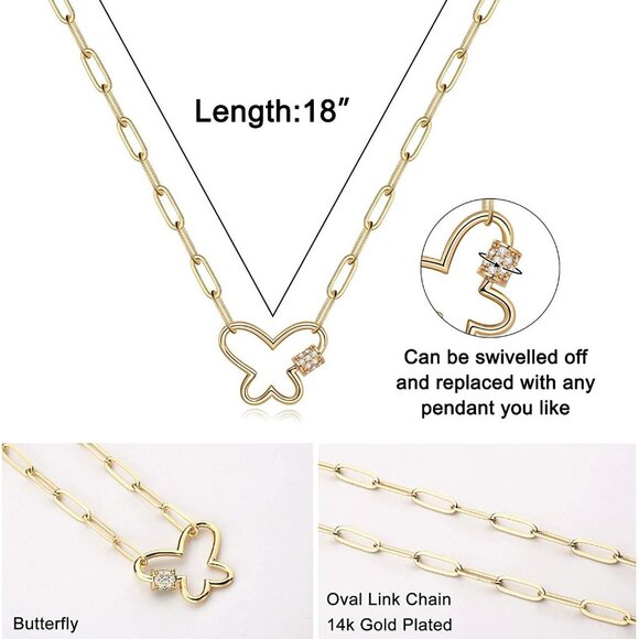 14K Gold Plated Dainty Paperclip Link Chain - Picture 5 of 6